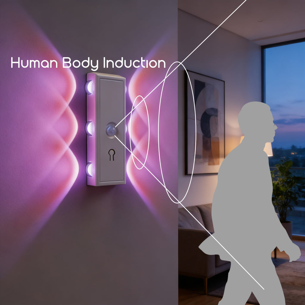 1pc Motion Sensor Night Light, Magnetic Wall Lamp, Detachable Wall Mounted Light with Adjustable Lens, Up and Down Lighting, USB Rechargeable LED Lamp, Wireless Stair Light, Indoor Wooden Wall Light for Closet Corridor Stairway