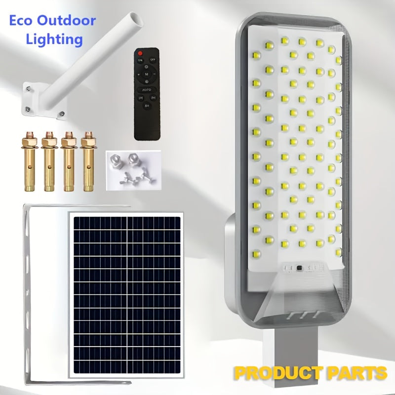 Solar Street Light, LED Wall Light, Courtyard Light, Outdoor Lighting, 6000mAh Lithium Battery, Smart Light Control, with Remote Control, Solar Charging, 74 High-Brightness LED Beads, Widely Used in Gardens, Lawns, Garages, Farmland