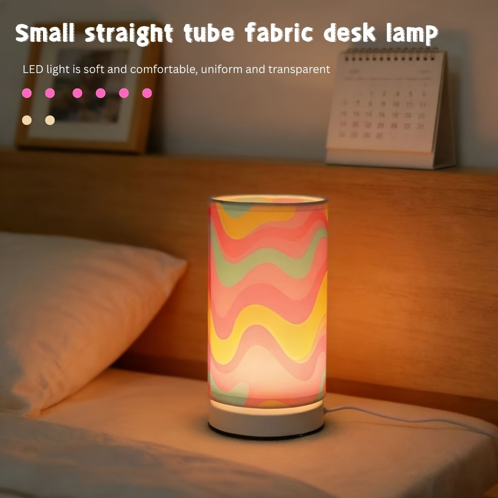 1pc modern creative geometric straight tube table lamp, soft lighting non-damaging to eyes, USB powered, white metal base, home decorative lamp, suitable for decorating desks, rooms, bedrooms