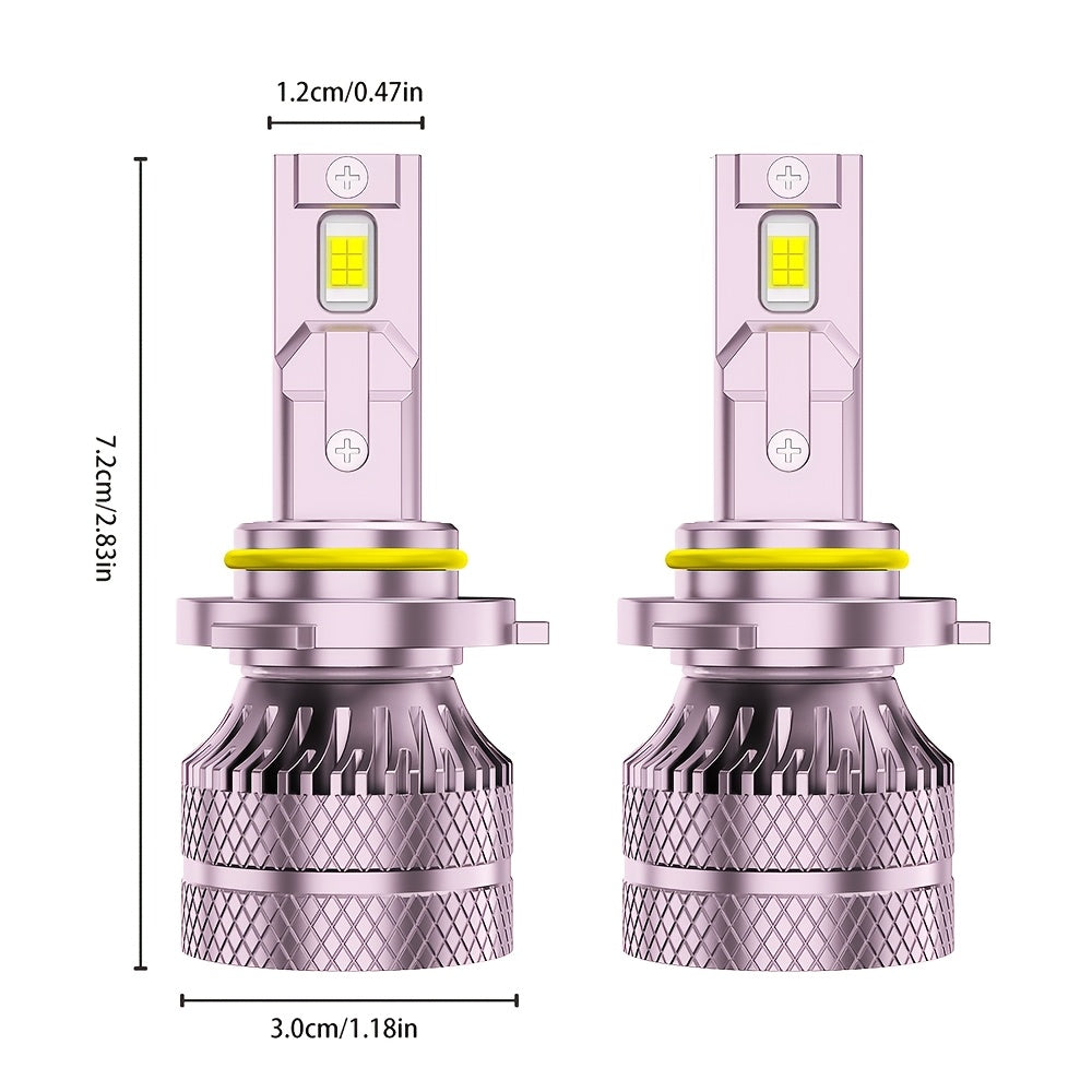 2-Pack LED Headlight Bulb Combo 9005+9006, 12V/24V 5000K Double-Sided Super Bright COB Chips, No Battery Included, Car Lighting, Transparent Beam Light, High Performance Bulbs