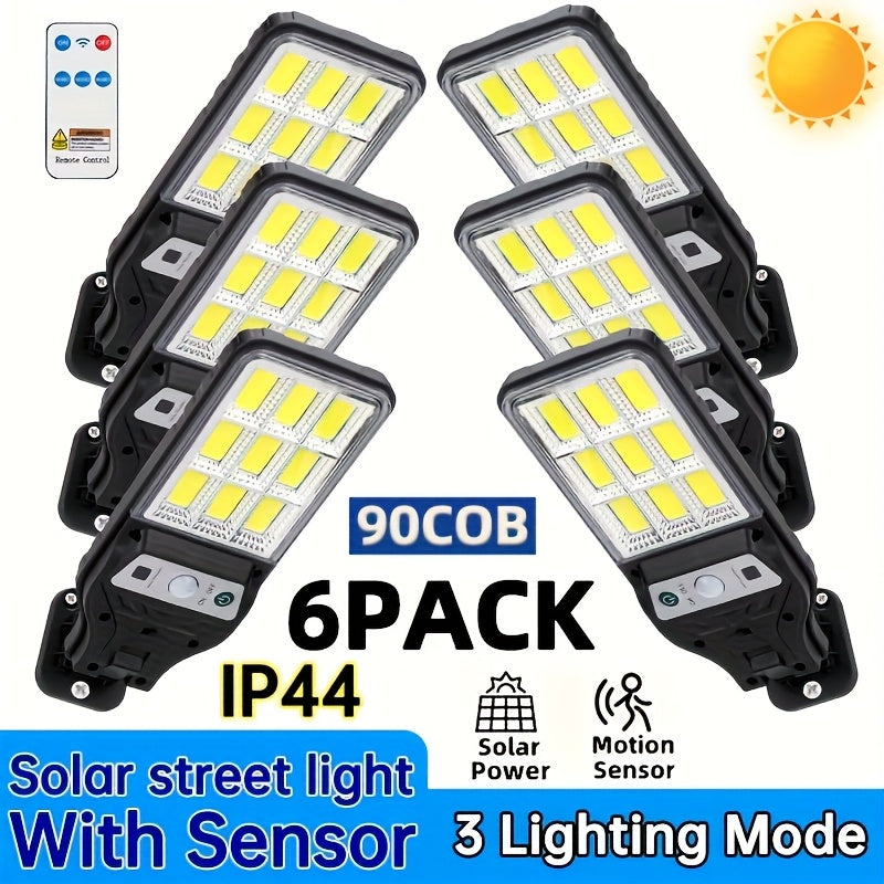 6 Pack Smart Outdoor Security Sensor Light, with Auto On/Off & Remote Control – Infrared Sensor LED Street Light, Perfect for Garden, Driveway, Courtyard and Pathway Lighting