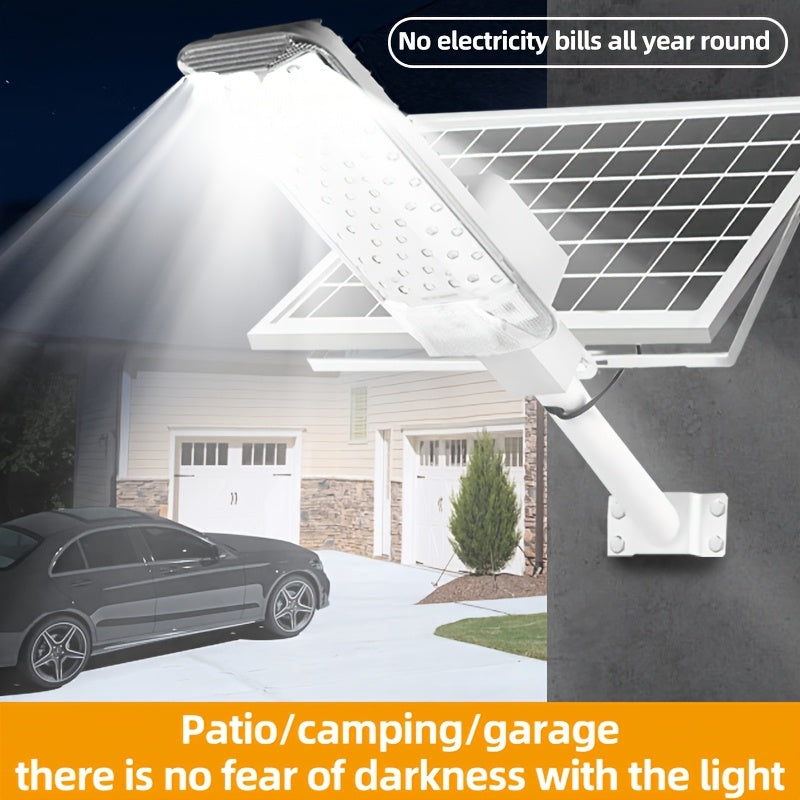 Super Bright LED Curved Solar Street Light, 6500K Solar Road Lighting with Remote Control, Perfect for Outdoor Commercial Parking Lots and Road Lighting