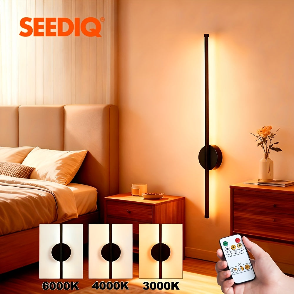 Modern Style Rechargeable Wall Light, Magnetic Installation, with Remote Control Dimmable and Color Temperature Adjustment, Suitable for Indoor Decoration, 31.5 Inches, Black Wall Light