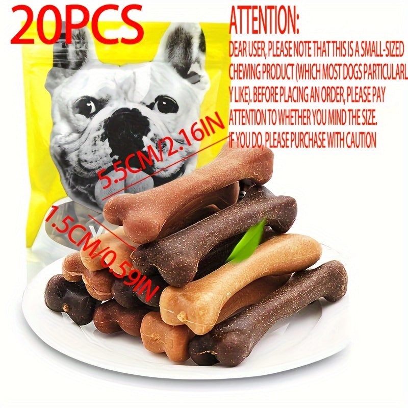 二十支装狗狗磨牙棒宠物玩具 - 全品种和尺寸，洁牙骨，牙齿健康咀嚼玩具 - 图案材质，耐用且安全，适合所有犬种，狗狗磨牙棒