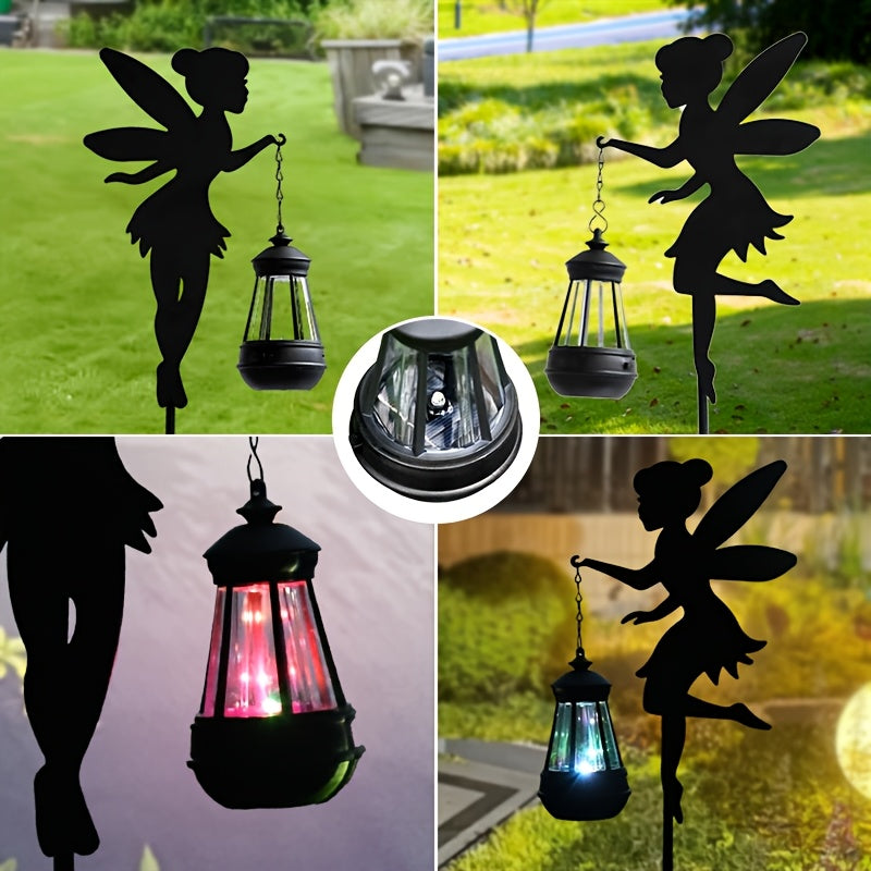 2-Piece Solar Fairy Shadow Light - Perfect Floor-Standing Decoration for Garden, Colorful Garden Ornament, IP44 Splash-Proof Solar Charging, Suitable for Outdoor Spaces, Camping Decoration, Valentine's Day Gift (Colorful Light / Warm Light)