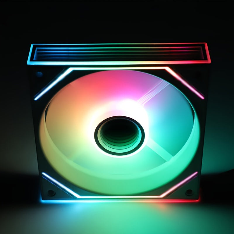 12cm Silent PC Case Fan, ARGB 5V 3Pin Mirror Style Cooling Fan, Air & Water Cooling Chassis Ventilation Fan