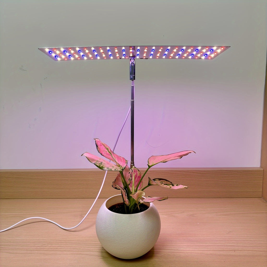 一颗全光谱植物生长灯，可切换三种照明模式，可设定循环开启和关闭4/8/12/18小时，亮度可调，高度可透过伸缩杆调整，非常适合室内植物种植