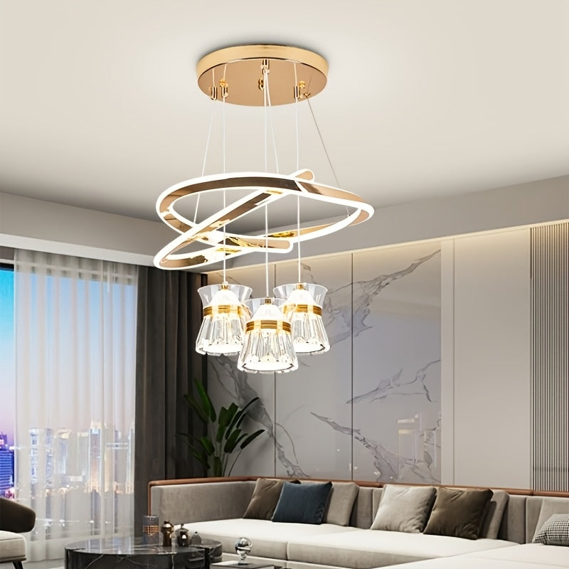 Modern LED Indoor Pendant Light with 3 Lights, Adjustable Color Temperature, 3-Color Temperature Lighting Fixture