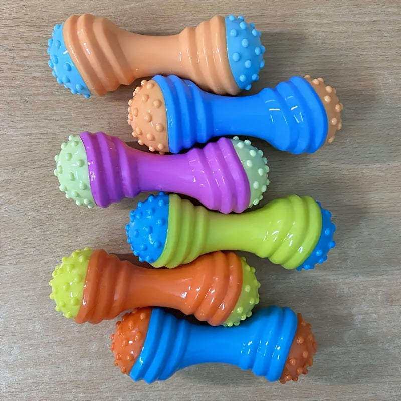 互动吱吱响的哑铃狗玩具 - 耐咬TPR材质，适合小型犬，促进玩耍与运动