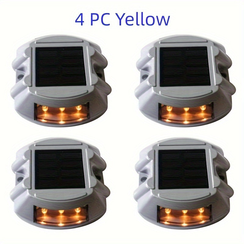 2/4 Pack LED Solar Deck Light, Solar Dock Light, Die-Cast Aluminum, No Switch, Outdoor Warning Walkway Courtyard Path Driveway Light (Blue, White, Yellow, Green, Purple)