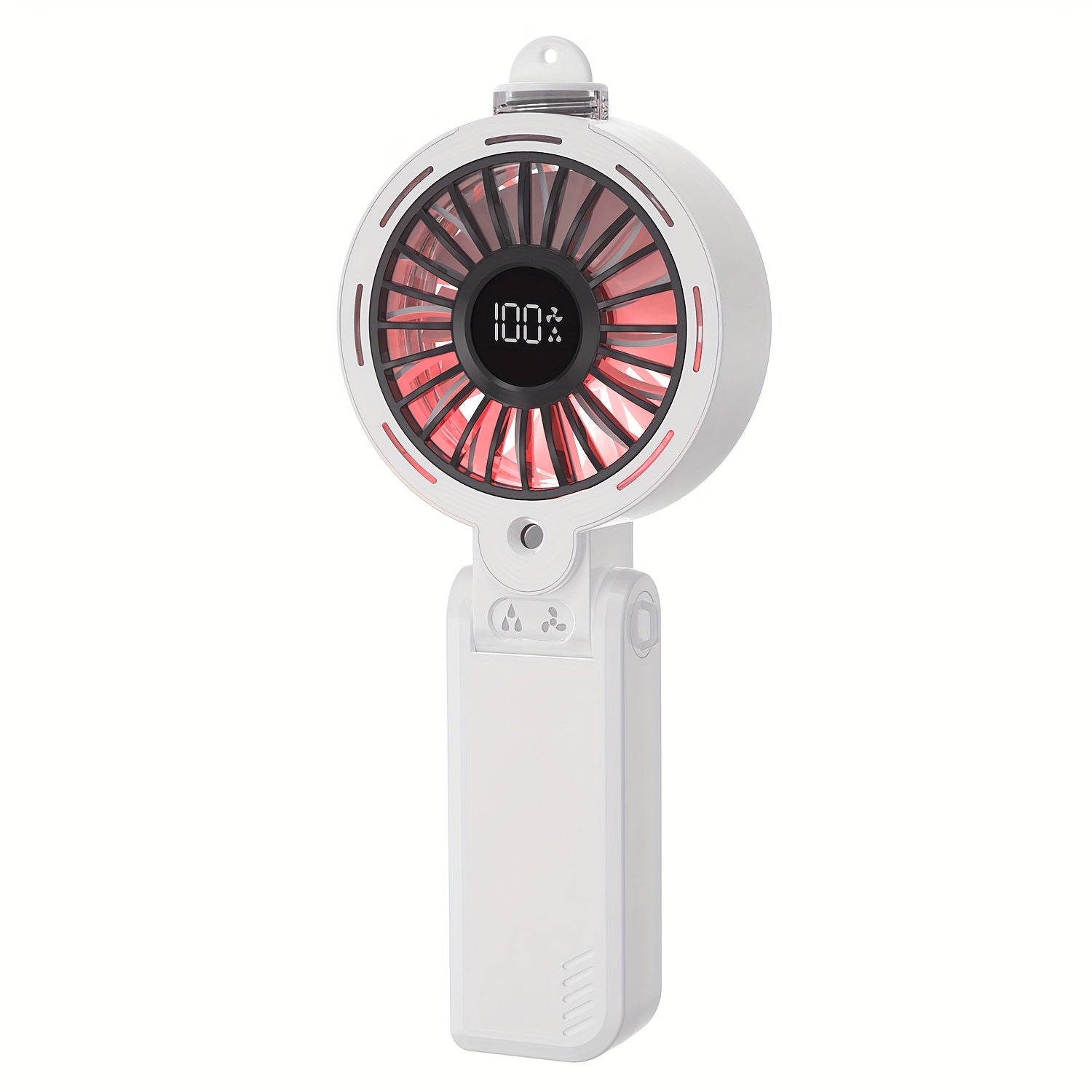 Rechargeable Portable Fan, Handheld Foldable USB Mist Fan with Removable Water Tank & Color Night Light, 3600mAh Battery, 1-100 Speed Adjustable, Strong Wind, 3-in-1 Handheld/Desktop/Hanging Use