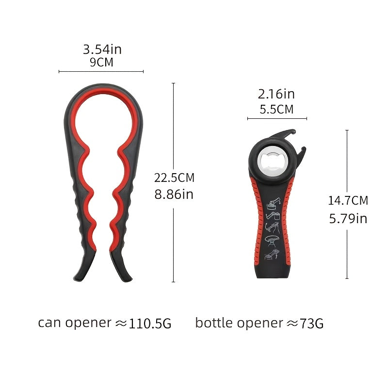 9-in-1 Multifunctional Bottle Opener Set – Ergonomic Non-Slip Rubber Grip Can Opener Kit, Effort-Saving Lid Opener Tool Designed for Weak Hands, Seniors & Arthritis Sufferers