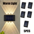 5-Piece Solar Wall Light Set, Dual Up and Down Light Source Design, Equipped with 6 LED Beads, Suitable for Ambient Lighting and Holiday Decoration in Various Scenarios such as Indoor Walls, Hallways, Outdoor Gardens, Villas