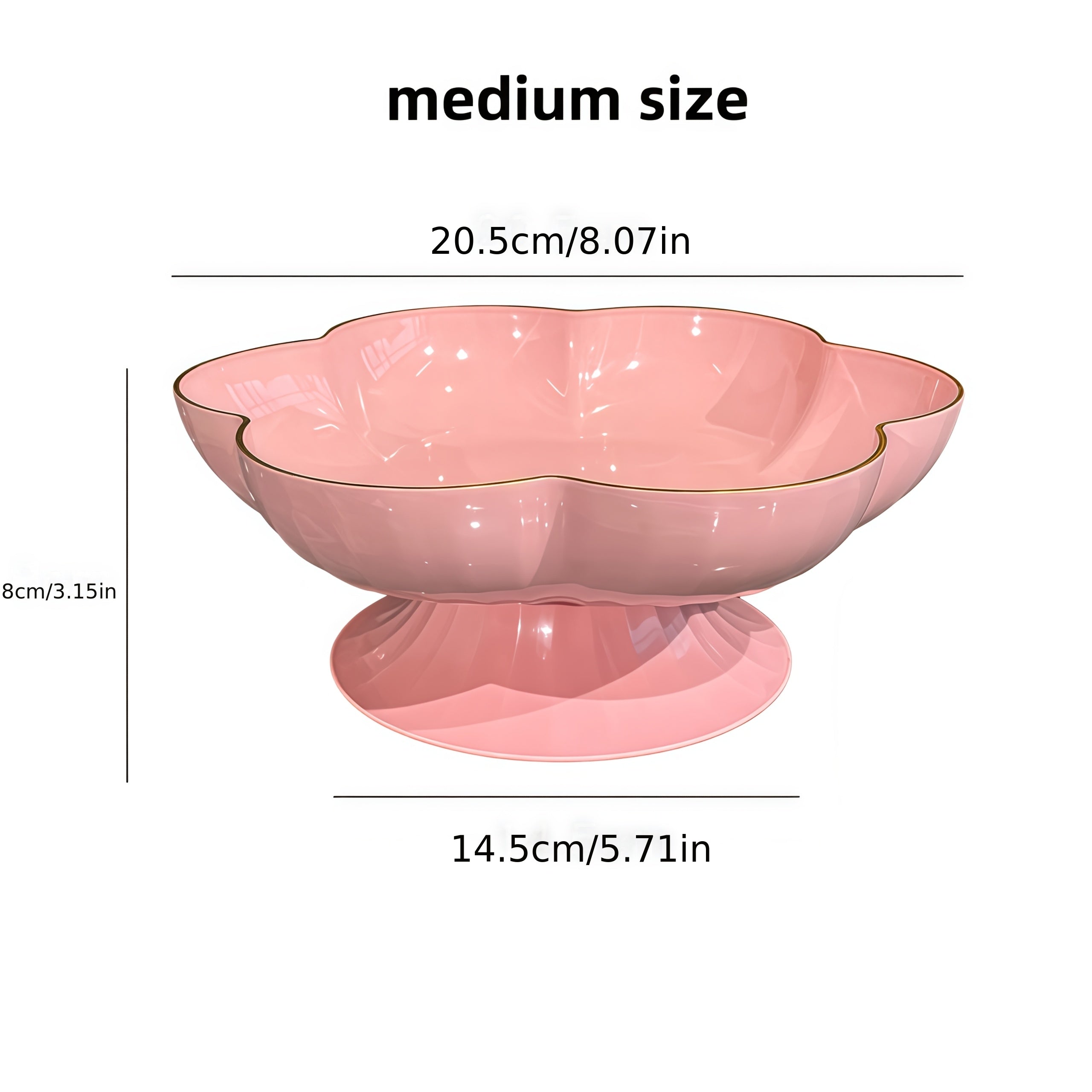 1pc Gold Rim Floral Pedestal Fruit Bowl & Cake Stand – Perfect for All Seasons – Ideal Living Room Decor, Family Dinner Table Fruit Bowl, Dessert Plate, Dried Fruit, Cupcake, Jewelry Storage Tray – Elegant Tableware