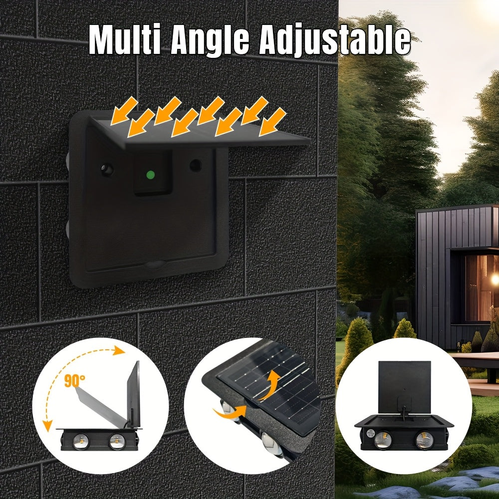 2-Pack Solar Wall Washer Light, 2200mAh Battery, Solar Outdoor Light, Solar Wall Light, Adjustable Solar Panel, 12-Hour Runtime, Suitable for Halloween, Garage, Garden, Porch, Courtyard, Villa Decoration