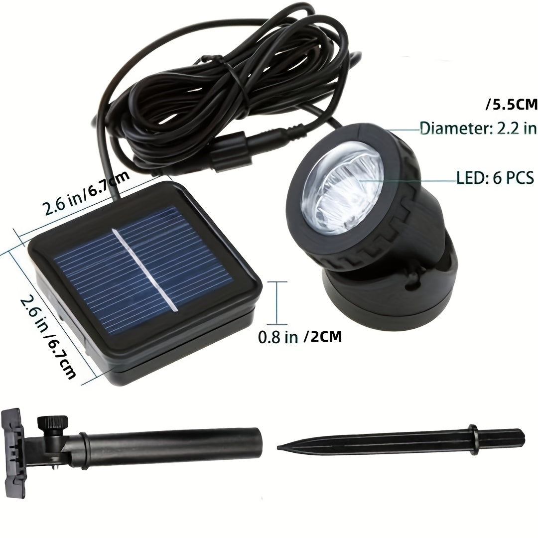 Solar pond spotlight, IP65 rated LED solar underwater light, submarine-style landscape spot light, outdoor courtyard garden fountain pond safety lighting (1-pack/2-pack/3-pack)