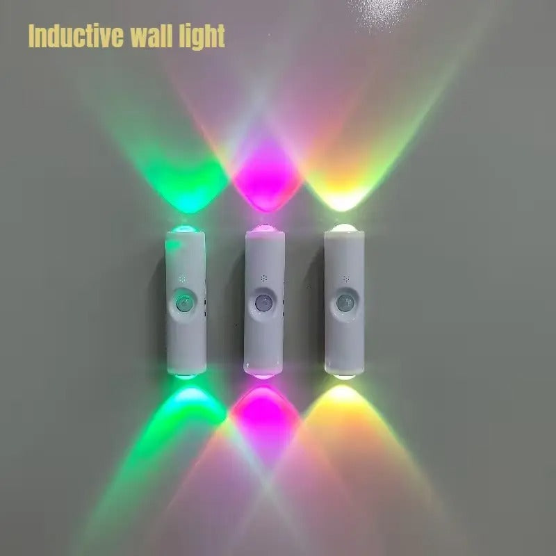 1 RGB cat eye sensor wall light, 7 color modes and stepless dimming LED spotlight, rechargeable plug-and-play ambiance light, modern aesthetic decorative lighting suitable for bedrooms, hallways and stairs
