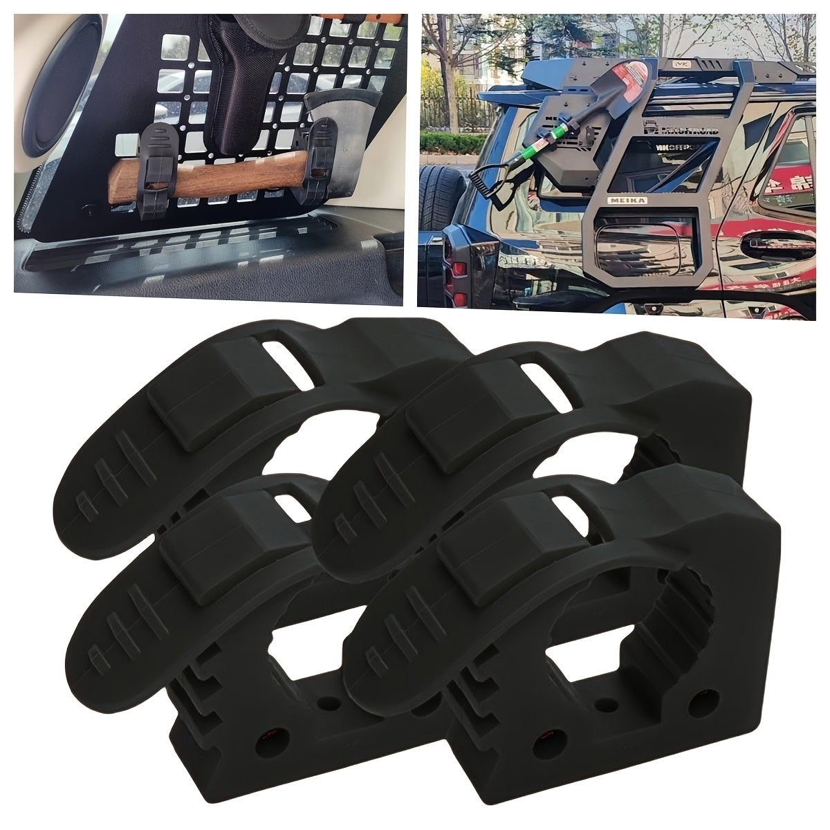 Rubber Clamp Quick Release Shovel Holder with Reinforced Hardware, Mounting Bracket for 1" to 1.6" Diameter Tools, Fits Off-Road Trucks, Trailers, RVs, Boats, ATV, UTV