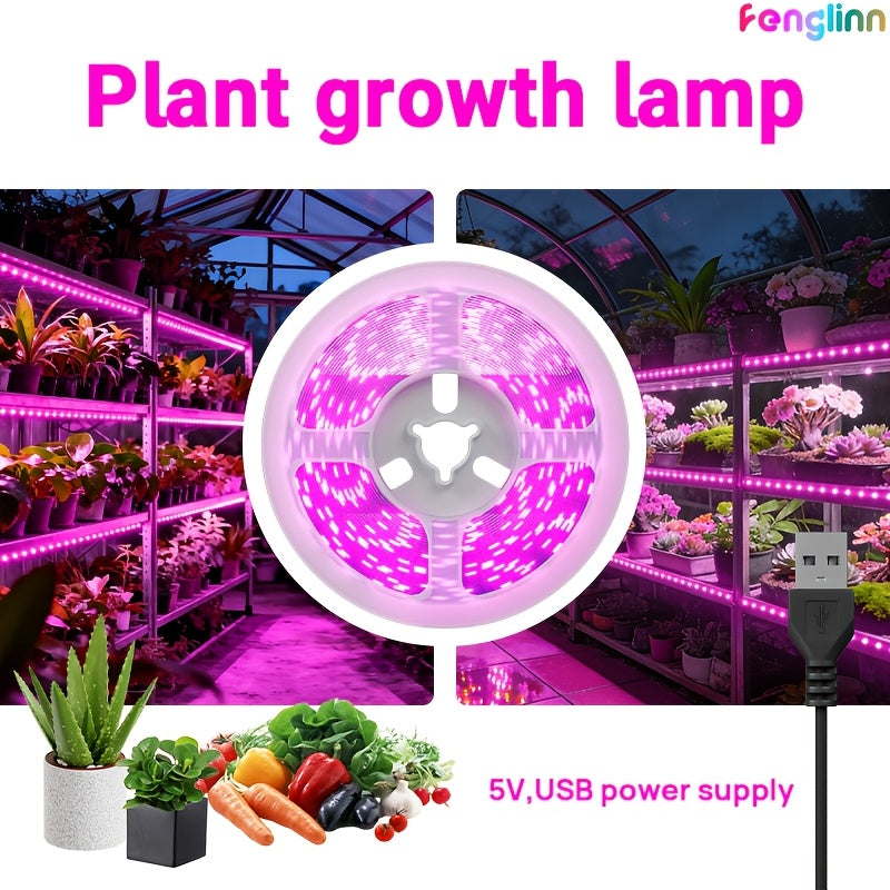 Full Spectrum LED Plant Grow Light, USB Powered UV Grow Lamp for Indoor Seedlings, Non-Greenhouse Plant Lighting