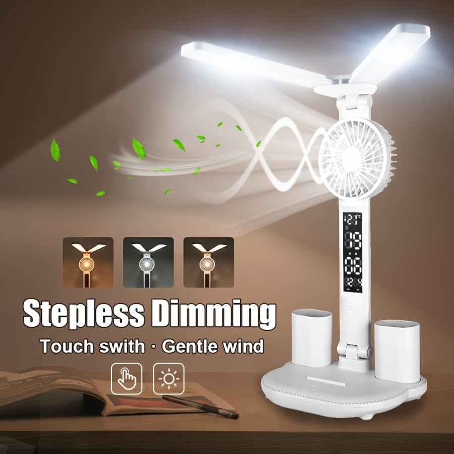 Rechargeable Desktop Ornament LED Desk Lamp, Eye-Caring Dimmable Reading Light for Student Dormitory Study Bedroom Bedside