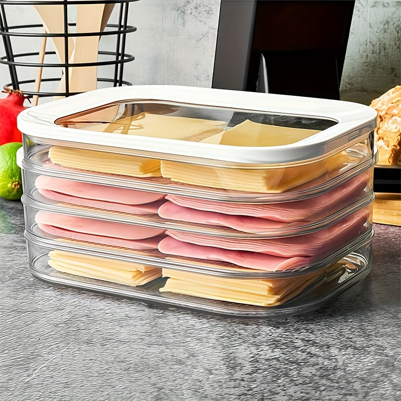 1/2/3/4 Tier Stackable Food Storage Containers, Fridge Storage Boxes, Meat Fresh-Keeping Box, Cooked Food Organizer, Stackable Leak-Proof Sealed Design, Reusable for Refrigerator & Freezer, Suitable for Cheese