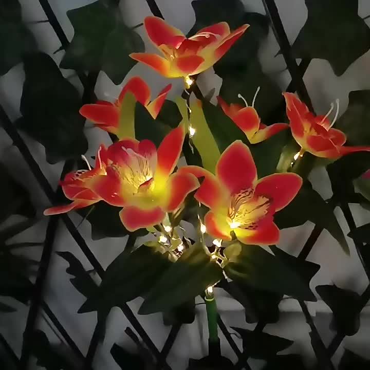 1/2 Piece Solar 7 Orchid Lawn Light Outdoor Waterproof Decorative Courtyard High-Brightness Garden Corridor Ground Insert Lawn Light Outdoor Solar Light Outdoor Lawn Light