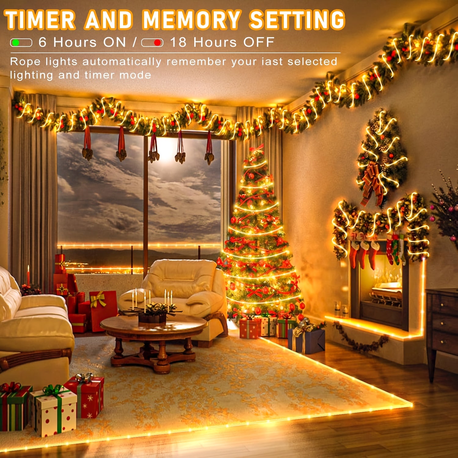 A 50/100/200 LED USB soft light strip, lengths 196.85in / 393.7in / 787.4in, with 8 modes, USB remote control fairy light, suitable for Christmas decoration, camping tents, wedding parties, trees, gardens, bedrooms
