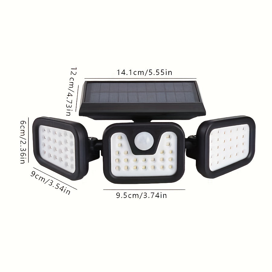 Solar LED Wall Light | 3-Head Outdoor Lighting | IP55 Waterproof | Solar Powered with Motion Sensor | Durable ABS and PC Material | Perfect for Garden, Courtyard, Garage | Halloween and Christmas Decoration
