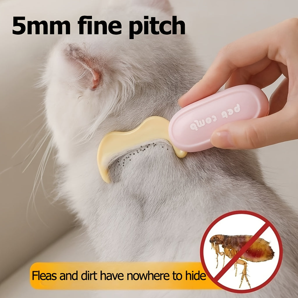 1pc清洁猫梳，猫咪宠物毛开结梳，猫狗去浮毛针梳，开结除跳蚤驱虫梳子，密齿解结除螨梳，可折叠设计，适用于长毛短毛猫，减少掉毛与打结