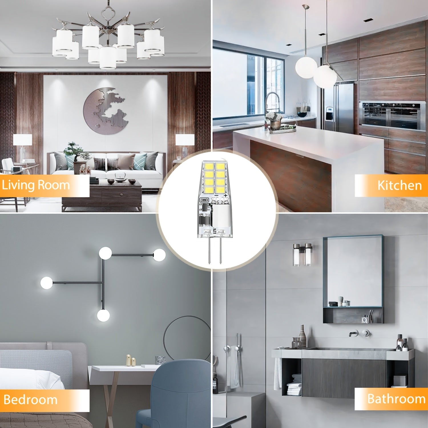 10-pack G4 type LED bulb, low voltage 16 LED beads, AC/DC 12V, flicker-free, 2W warm white 2700K / cool white 6000K, small bulb