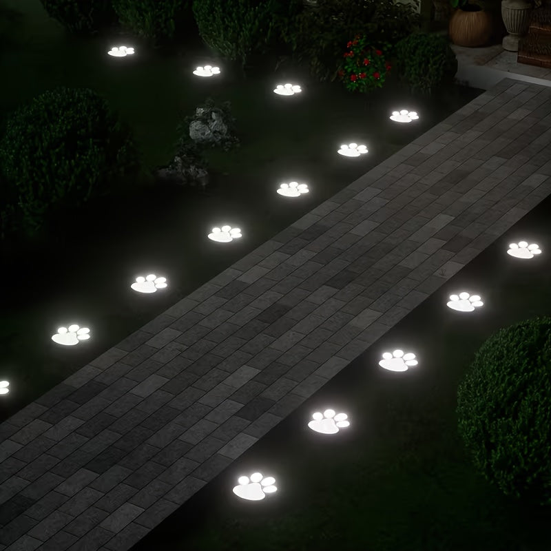 Outdoor Ground Light Designed for Pet Lovers: IPX4 Waterproof, 16-Piece Solar LED Dog Paw Print Light Set, Automatic On/Off Function, Perfect for Garden, Walkway, Indoor Decoration and Four Seasons Home Decoration Gift