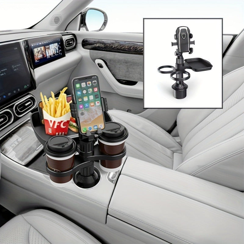 Multifunctional 3-in-1 Car Cup Holder – ABS Construction, Stable Expandable Base, Essential Travel Companion for Drinks & Snacks