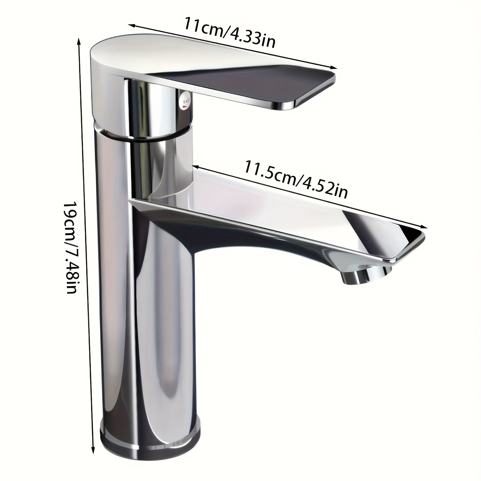Single Hole Modern Chrome Bathroom Faucet - Water-Saving Technology, Hot/Cold Control, Single Handle Operation, Valve, for Sink & Vanity, Durable Plated Faucet (Connectors Included)