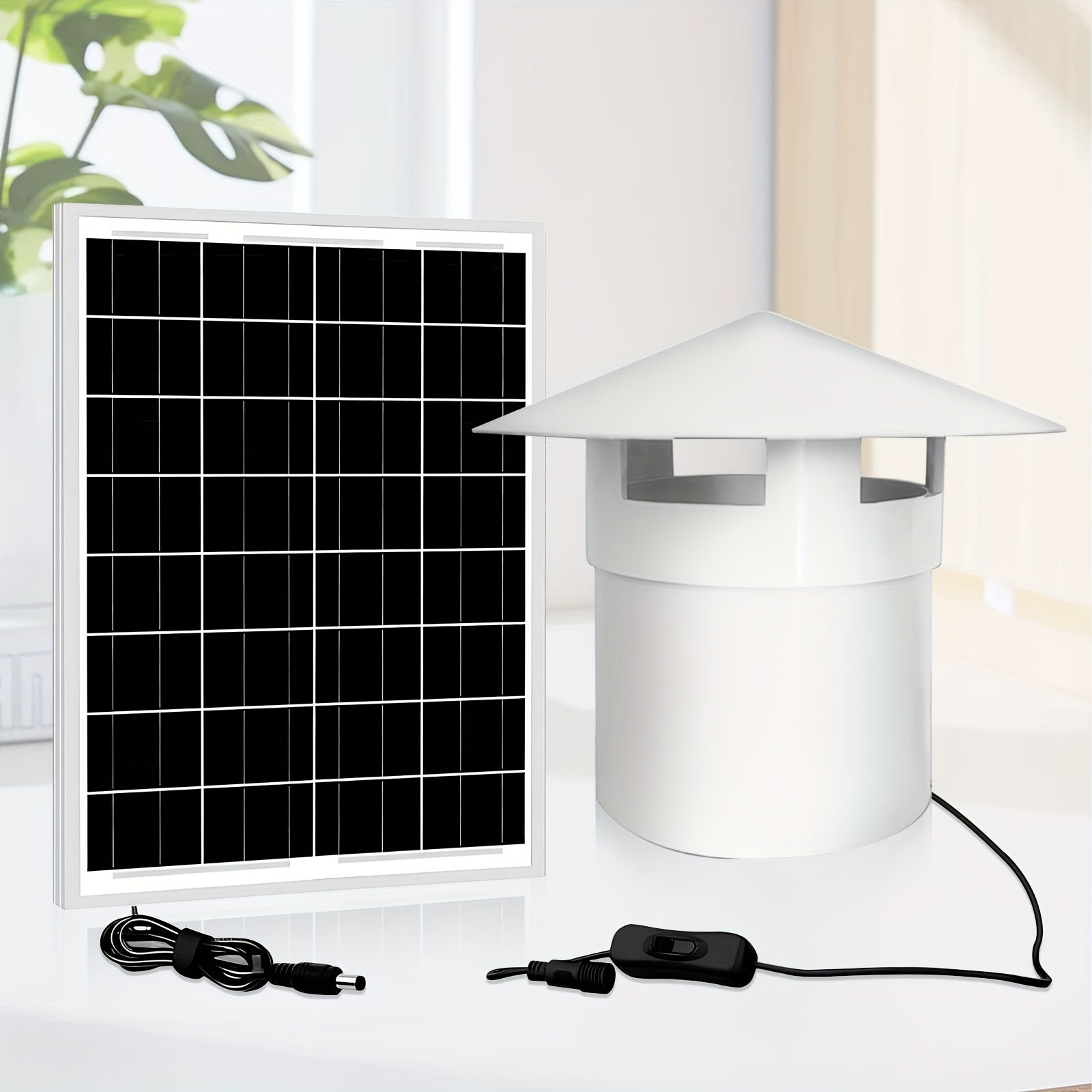 1PC Household Solar Fan, Roof Rain Cap Duct Exhaust Fan, 110mm Duct Fan with 8W Solar Panel & 160mm Duct Fan with 15W Solar Panel, White Solar Fan, Perfect for Boosting Air Circulation in Attic, Greenhouse, Chicken Coop and Pet House