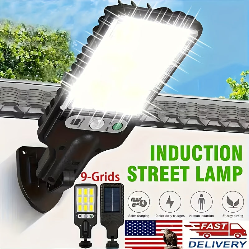 8/4 Pack Solar Street Light with PIR Motion Sensor, IP65 Protection Rating, 108 COB LED Security Wall Light with Remote Control, 3 Modes, Solar Searchlight Perfect for Garden, Courtyard, Porch, Garage Lighting