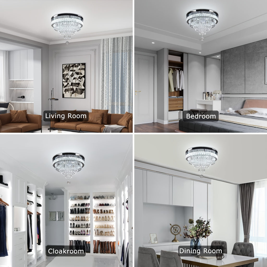 19.7-Inch Crystal Chandelier Crystal Ceiling Light LED Recessed Light Modern Pendant Light Suitable for Living Room Bedroom Dining Room (Cool White), Bedroom Chandelier, Fashion Chandelier, Elegant Chandelier