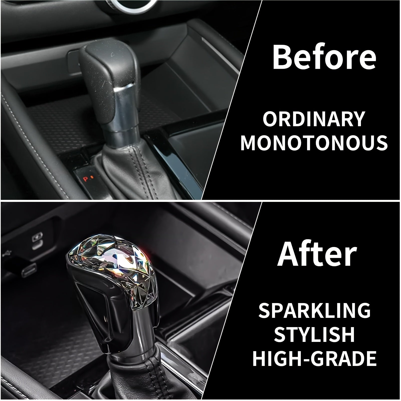 Compatible with Honda Civic 2022 2023 2024 2025 2026, Fits CRV HRV 2023-2026, Fits Accord 2018-2026, Accessories Car Center Console Gear Shift Knob Cover Trim - Crystal Style
