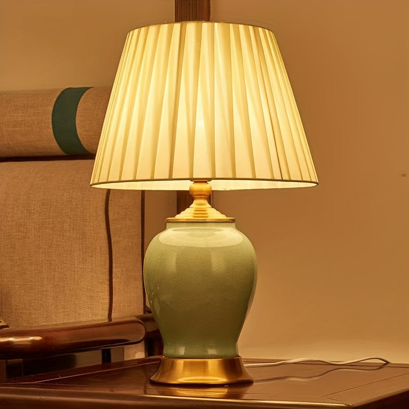 Vintage ceramic bedside lamp, modern minimalist home lighting