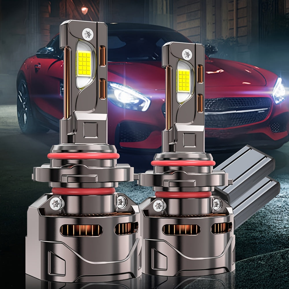 2 Pcs LED Car Headlight Bulbs, 57300 Lumens, 300W High Power, H1, H4, H7, H11, High/Low Beam, HB3/9005, HB4/9006, HIR2/9012-O129, 9570 CSP Chip, Plug-and-Play, Aluminum, External Driver, 900% Brightness Increase, No Battery Included
