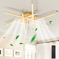 Modern LED Ceiling Fan with Light and Remote Control, Gold Sputnik Semi-Flush Mount Design, Chandelier Fan for Bedroom, Living Room, Dining Room, Kitchen & Office