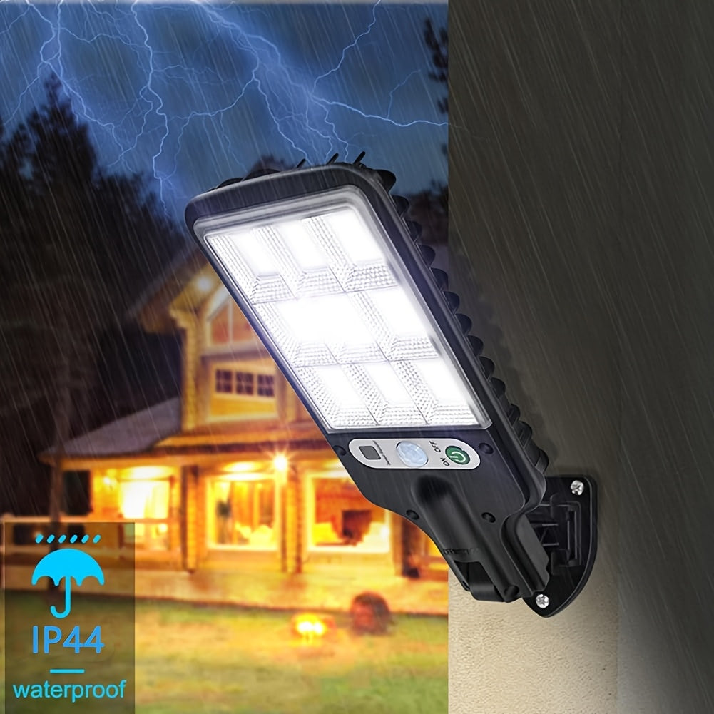 2/4 Sets Solar Outdoor Sensor Light, 108 COB LED Solar Sensor Street Light - 3 Lighting Modes, Solar Powered, IP44 Waterproof, Plastic Material - Perfect for Garden, Courtyard, Pathway Lighting and Commercial Lighting