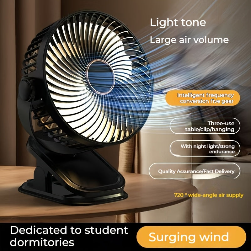 2025 USB Rechargeable Mini Fan, LED Stylish Night Light, Long-Lasting Battery &amp; Strong Wind, 2 Colors Available, Keep Cool &amp; Comfortable, Essential Summer Back-to-School Item for RV Camping