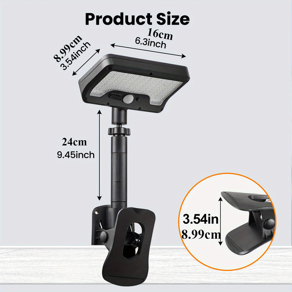 2/1 Pack Solar Outdoor Light Clip-On Solar Outdoor Light with Motion Sensor, 92 LEDs 600 Lumens Solar Waterproof Outdoor Fence Light, Solar Light for Chain Link Fences, Patios, Gutters, Camping, Home Christmas Decoration