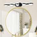 35.4-Inch 5-Light Bathroom Vanity Light, Elegant Bathroom Wall Light, Modern Minimalist Bathroom Vanity Light, with LED Light and Frosted Acrylic Shade, Wall-Mounted Decorative Lighting, Suitable for Bathroom, Living Room, Bedroom (Black)