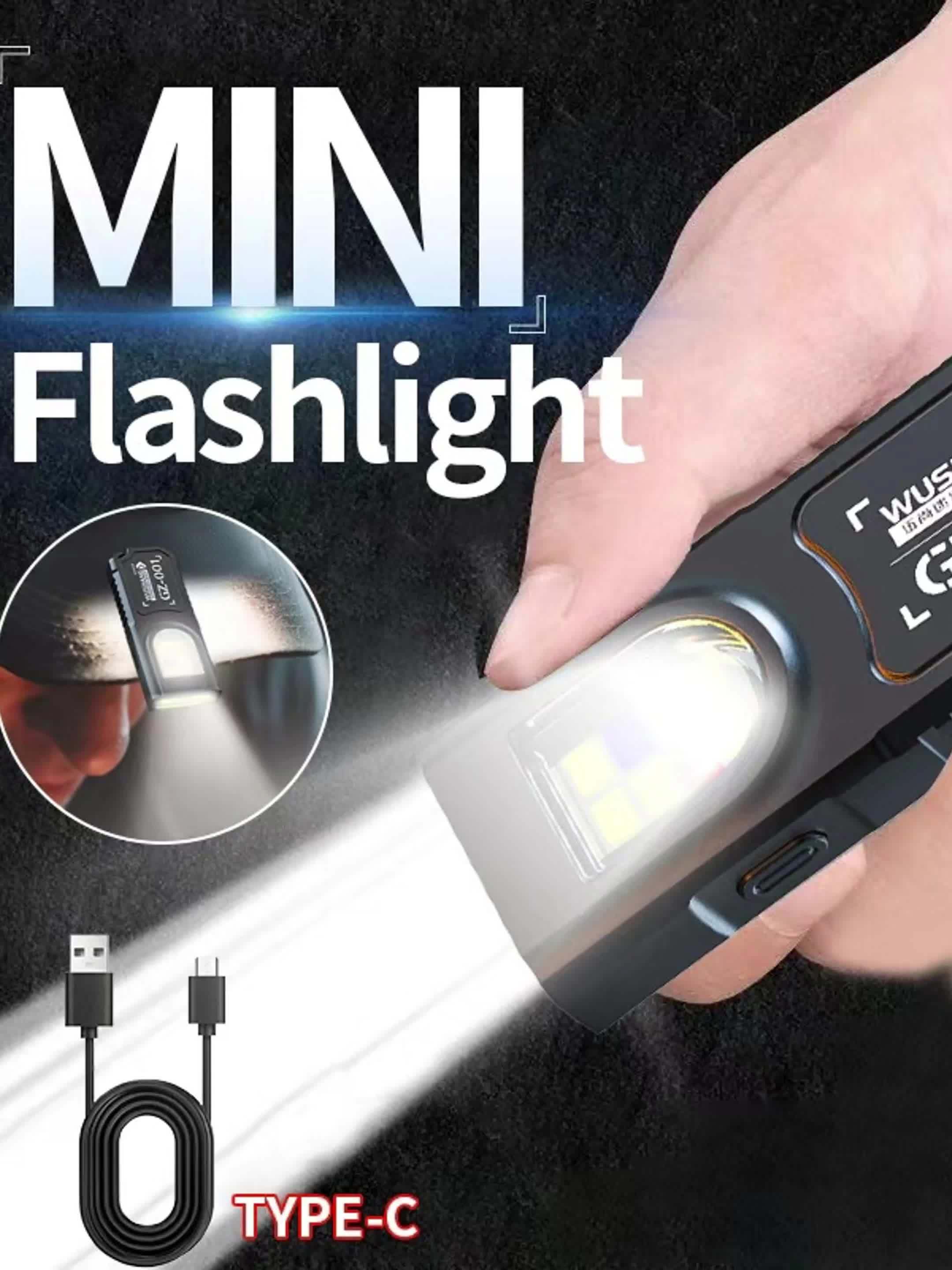 High Lumen Ultra-Thin Flashlight, Keychain Light, Magnetic Base, Rear Clip Buckle with Hook, Dual Light Source, 5 Lighting Modes, Red Blue Strobe Side Light, Multifunctional Portable Camping Light