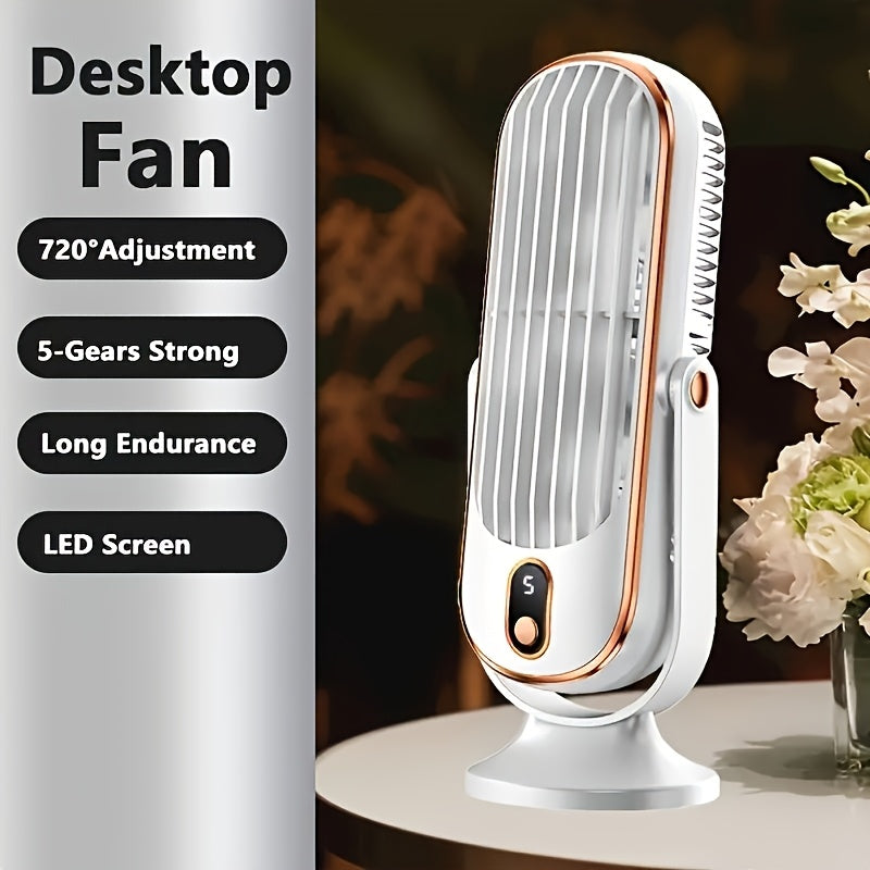 Portable Air Conditioner & Cooling Fan - Dual Motor, 5 Speeds, 720° Surround Cooling Fan | Ultra-Quiet USB Desktop Fan, Ideal for Home, Office, Bedroom, Travel, Camping, RV & Outdoor | Perfect Valentine’s Day & Christmas Gift for Family