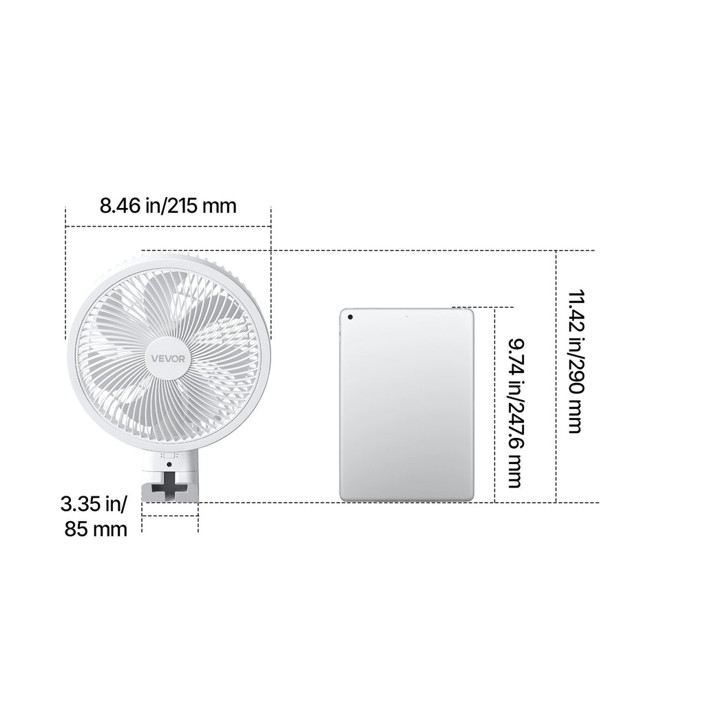 VEVOR 8.5 Inch Wall Mount Fan, Oscillating Ceiling Fan with Remote Control, 10FT Strong Airflow, DC Motor, 4 Speed Levels & Timing Function, Automatic 90° Horizontal Rotation & Manual Vertical Tilt, Ideal for Home Office RV Use