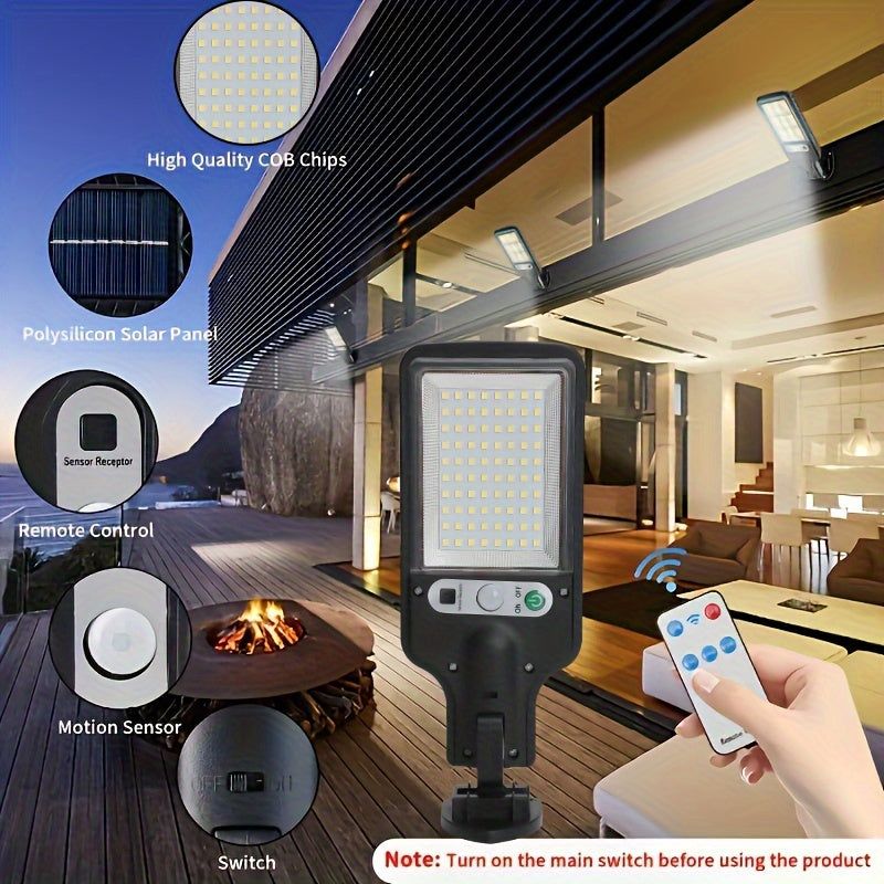 1 Piece 80LED Solar Sensor Street Light, ABS Material, Ultra-High Power Built-in Rechargeable 18650 Lithium Battery, with Infrared Sensor Function Wall-Mounted Solar Light, Including Motion Sensor 3 Functional Modes
