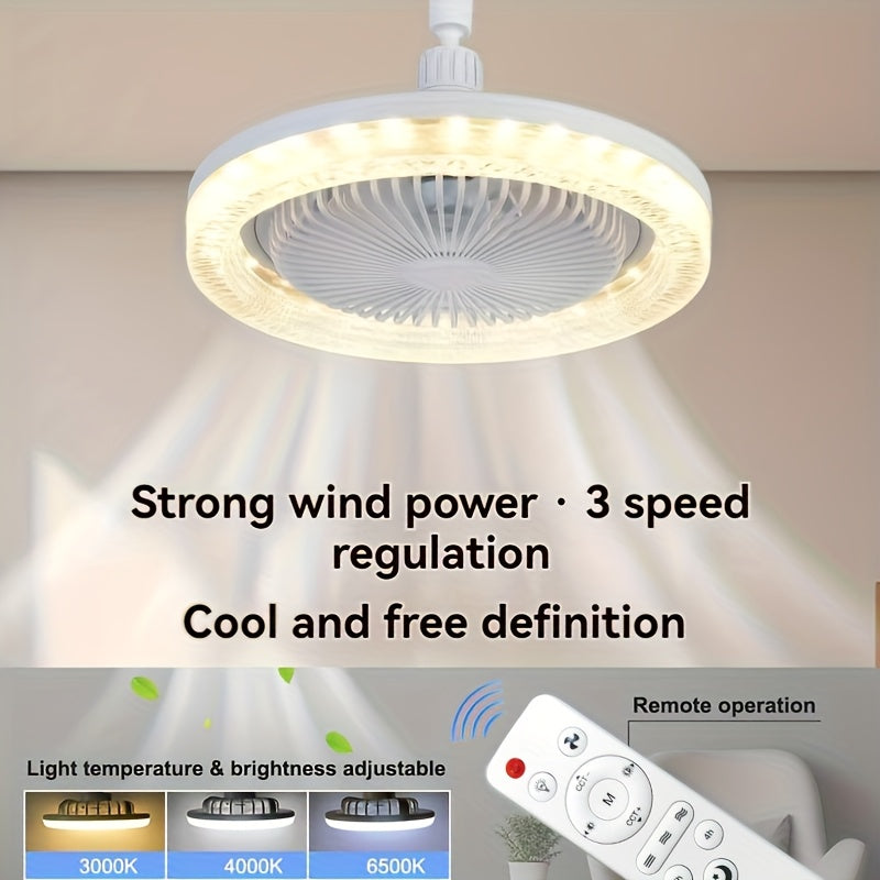 New Outdoor Camping Fan with LED Light, Night Fishing USB Hanging Camp Fan, Remote Control Tent Ceiling Fan Light, High Power Portable Ultra-Long Battery Life Outdoor Camp Light
