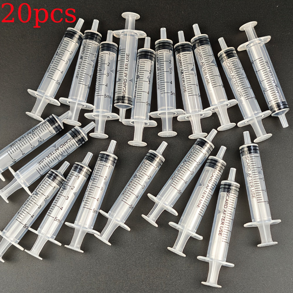 20/50pcs 0.17oz塑料注射器带帽 - 精密测量和分配，用于科学实验室，小动物喂养和医疗用途 - 耐用，防漏设计，医疗注射器，实验室设备，透明容器，安全合适帽